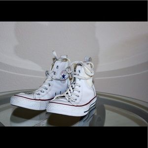 Leather white high top converse